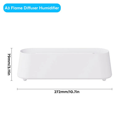 Luftbefeuchter mit Flammen-Aromatherapie-Diffusor, der ätherische Öle in 7 Farben aufnehmen kann, mit Timer und USB-Anschluss für den Schreibtisch.