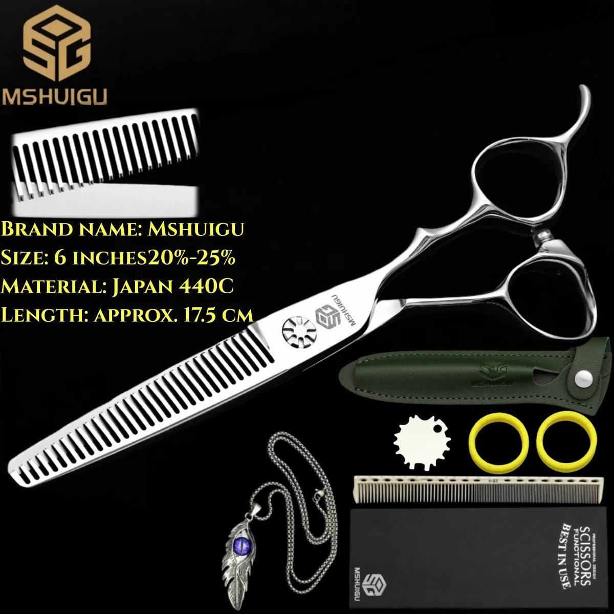 MSHUIGU professional barber Small size scissors 440C 5-5.5-6inch Multifunctional thinning shears Salon Tool Accessories