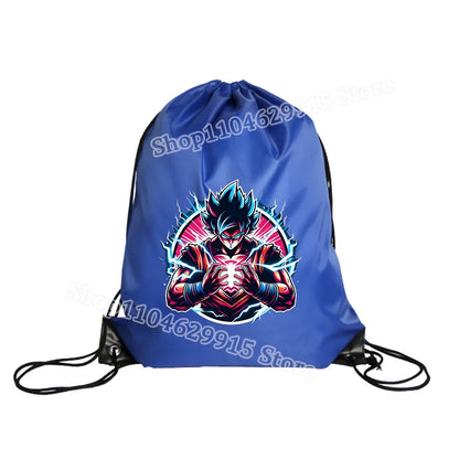 Dragon Ball Drawstring Bag Boys Goku Anime Figure String Pocket Swimming Pool Clothes Shoes Storage Waterproof Backpack Gifts