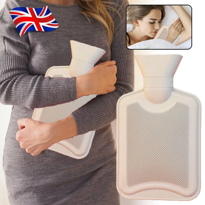 2 Litre Hot Water Bottles Natural Rubber Capacity Heat Therapy Pain Relief