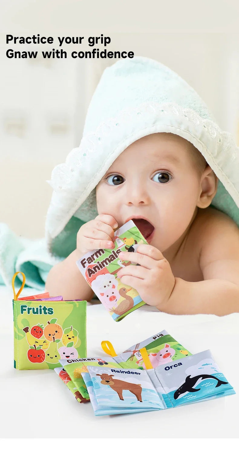 Children Early Educational Toys Rustle Sound Soft Cloth Book Fruits Animal Numbers Food Means of Transportation Cognition Toys