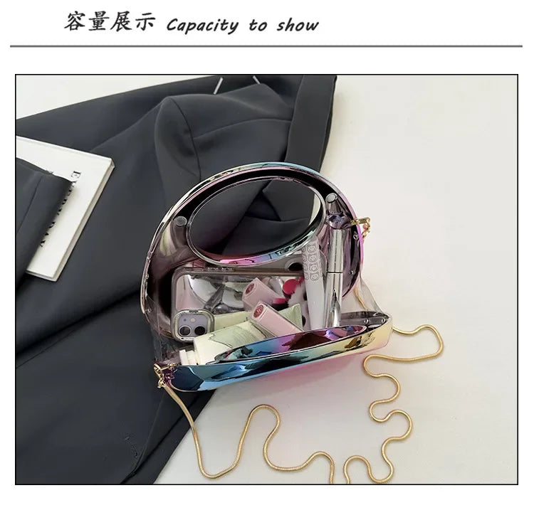 Luxury Designer Evening Clutch Clear Acrylic Women Handbags Fashion Shoulder Bag Half Moon Wedding Purses Party Tote Ladies