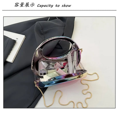 Luxury Designer Evening Clutch Clear Acrylic Women Handbags Fashion Shoulder Bag Half Moon Wedding Purses Party Tote Ladies