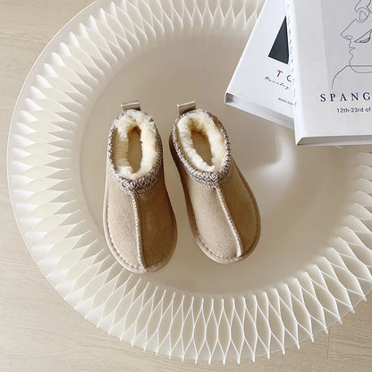 Kids Winter Slippers - Luxury Fur Lined Non-Slip Indoor Boots for Boys & Girls