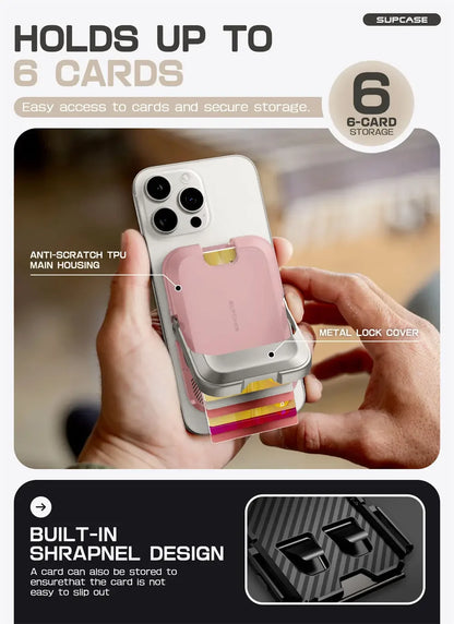 SUPCASE Magnetic Wallet Phone Stand Card Holder for iPhone 16/15/14/13 Series Strong Magnetic Lock Wallet with Stand