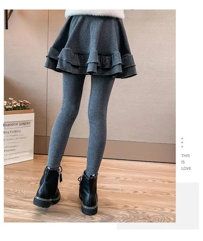 Girls Leggings Skort - Korean Style Two-Piece Skirt Pants | Spring Autumn Kids Outerwear