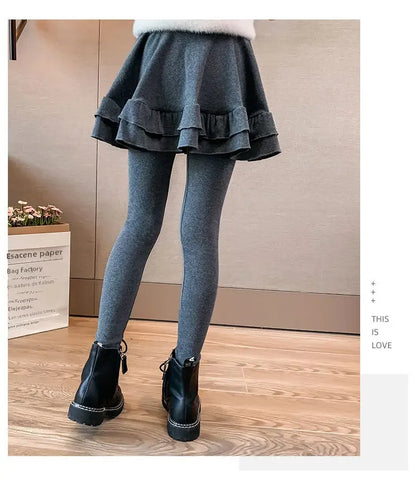 Girls Leggings Skort - Korean Style Two-Piece Skirt Pants | Spring Autumn Kids Outerwear