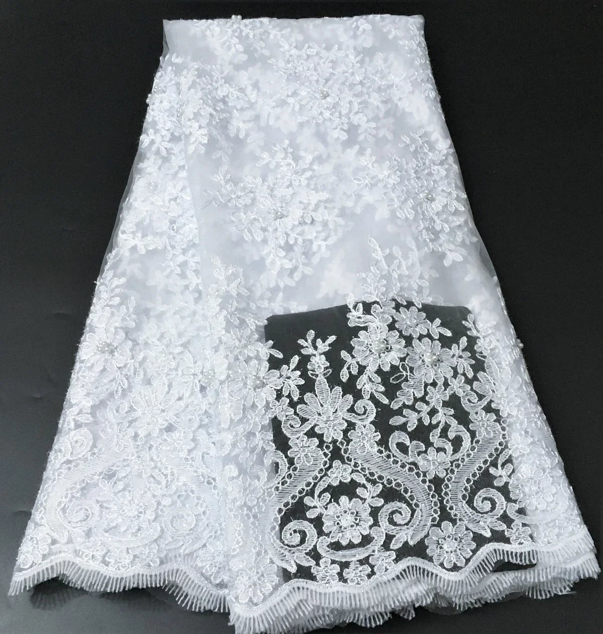 White African Lace Fabric 2025 Embroidered Nigerian Lace Fabric High Quality Cord lace French Tulle Fabric Wedding L-W006A