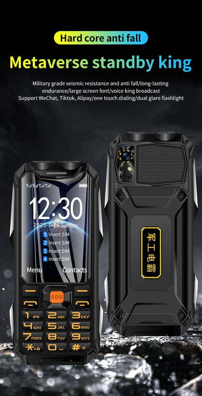 Q9 GSM 2G Network Mobile Phone 4 SIM Cards Rugged Bar Cellphone 3.5Inch HD Display Big Battery Loud Voice For Elderly