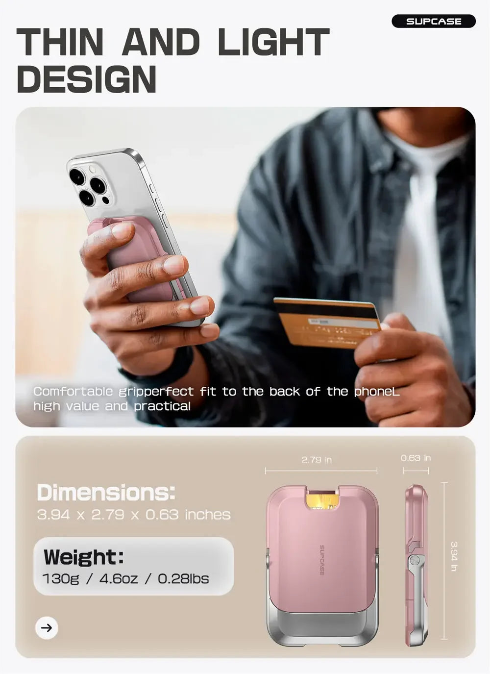 SUPCASE Magnetic Wallet Phone Stand Card Holder for iPhone 16/15/14/13 Series Strong Magnetic Lock Wallet with Stand