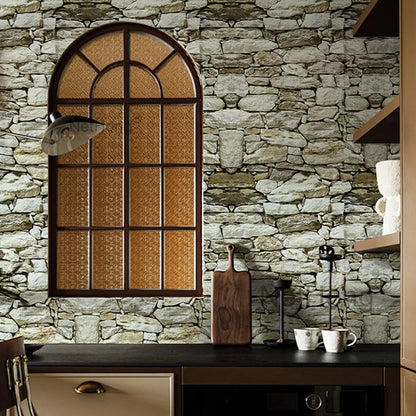6M 3D Coffee Stone Brick Effect Wallpaper Vinyl Self Adhesive Wall Stickers