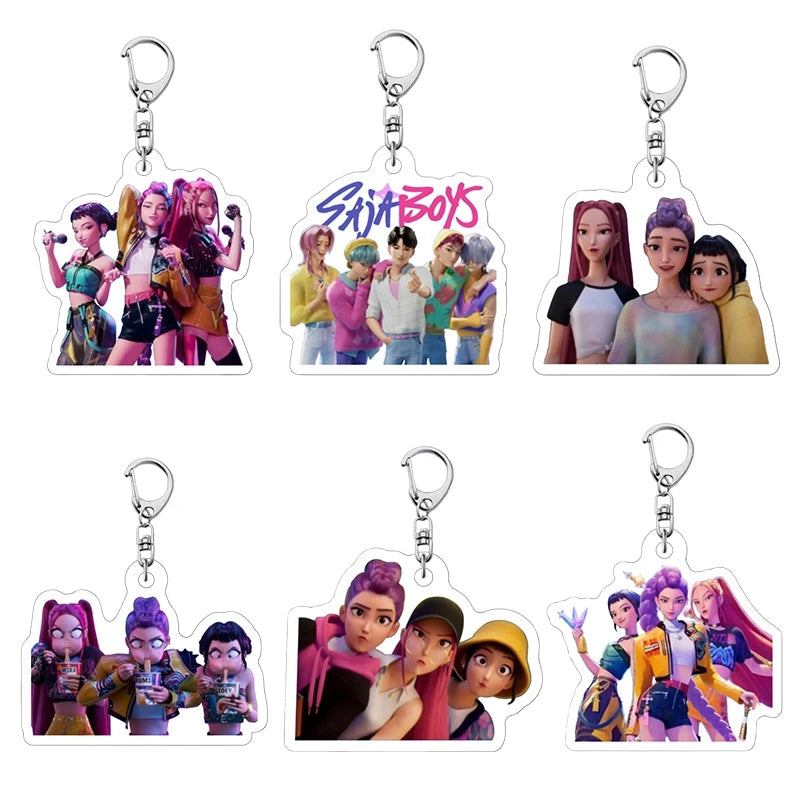 Kpop Demon Party Favors Kpop Keychains Heart Necklace Keychain Gift Kids Birthday Decoration Kpop Keychain for Bags