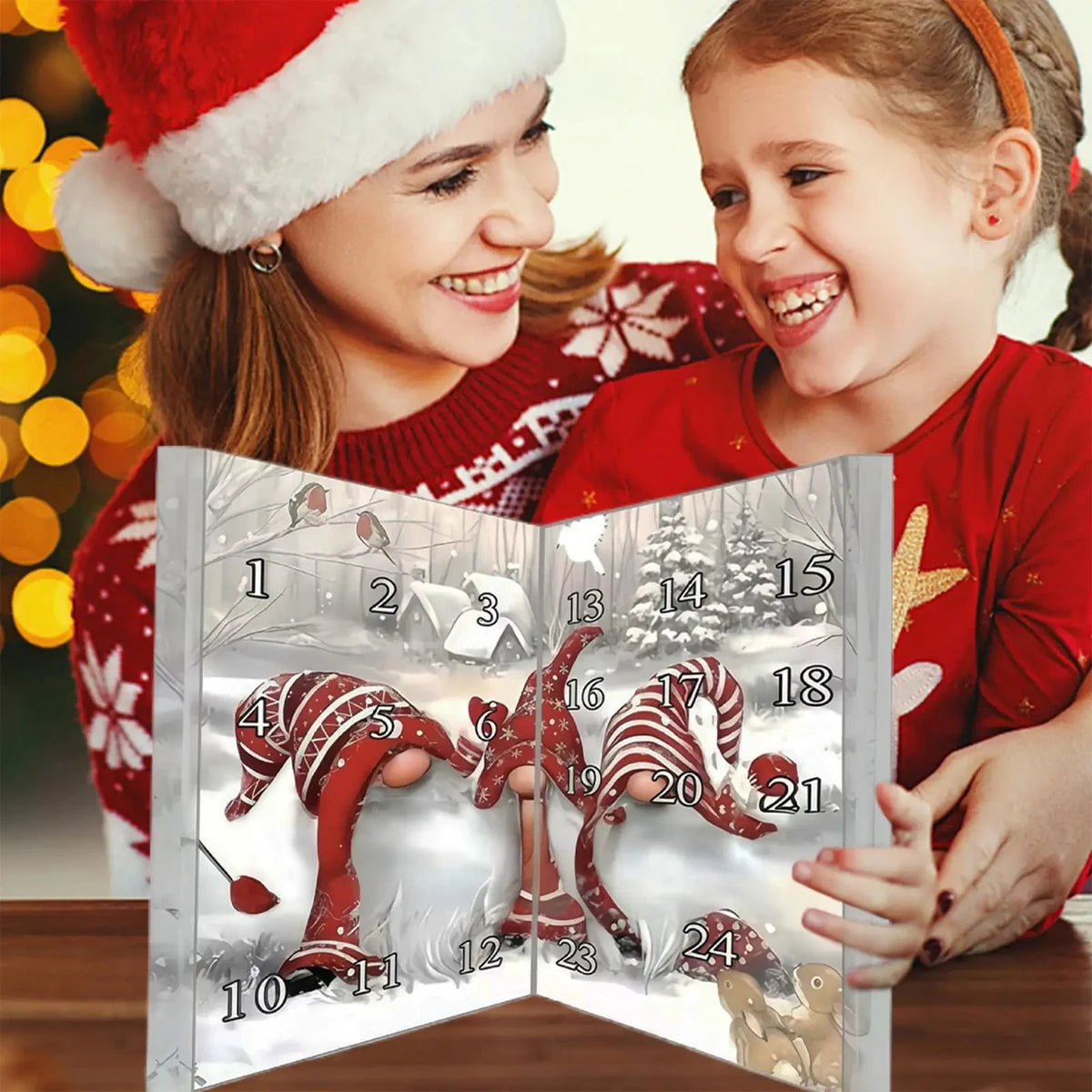 24-day Countdown Calendar Dwarf Dolls Ornaments for Centerpiece Desktop Mantel Christmas Tree 2025 Gnome Advent Calendar