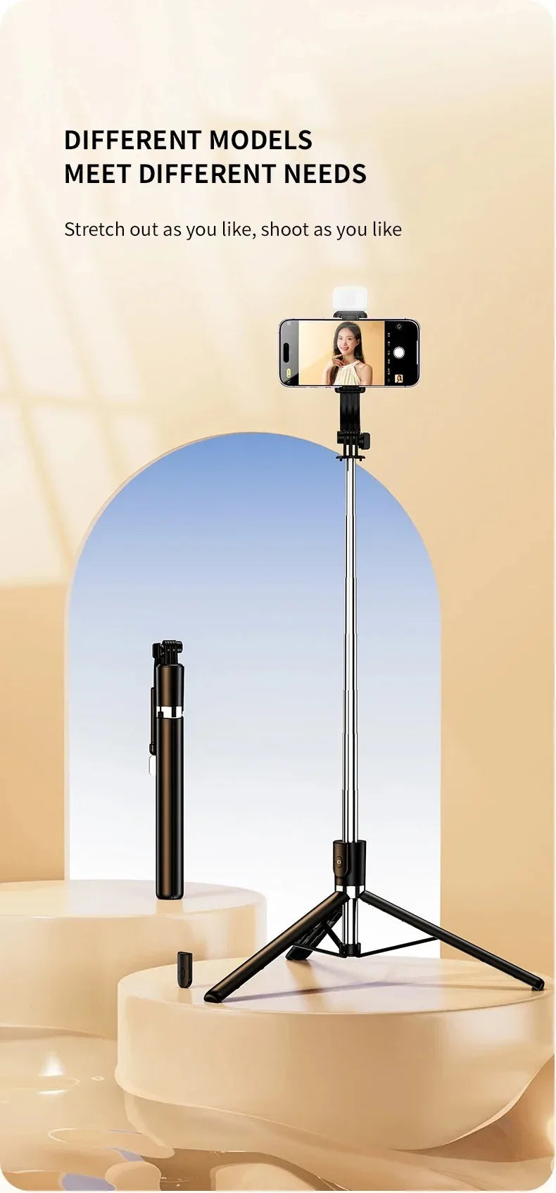 Ultra Long 1700mm Selfie Stick with Bluetooth Remote Portable Phone Holder And Fill Light Tripod Stand for Live Broadcasts