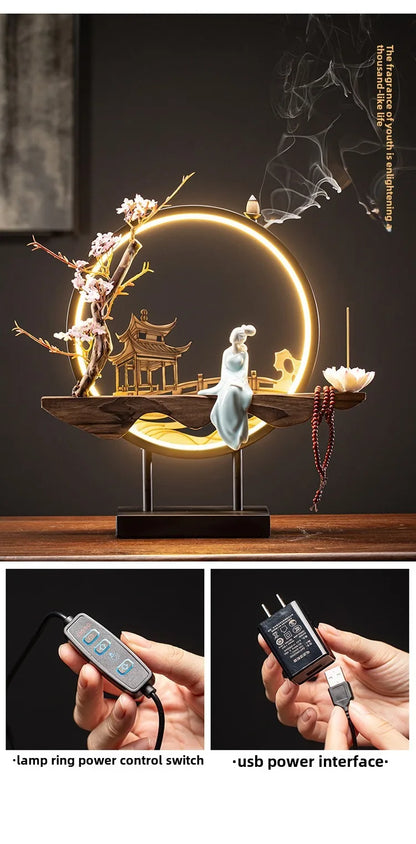Hot Sell Backflow Incense Burner Home Decor Light Circle for Zen Yoga Meditation home fragrance Aromatherapy Festival Gift