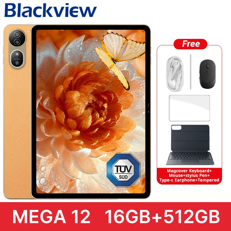 【World premiere】Blackview MEGA 12 Tablet 5G 12.2" 2.4K 120Hz Display Dimensity 7200 CPU IP69K Waterproof 50MP 10000mAh Pad PC