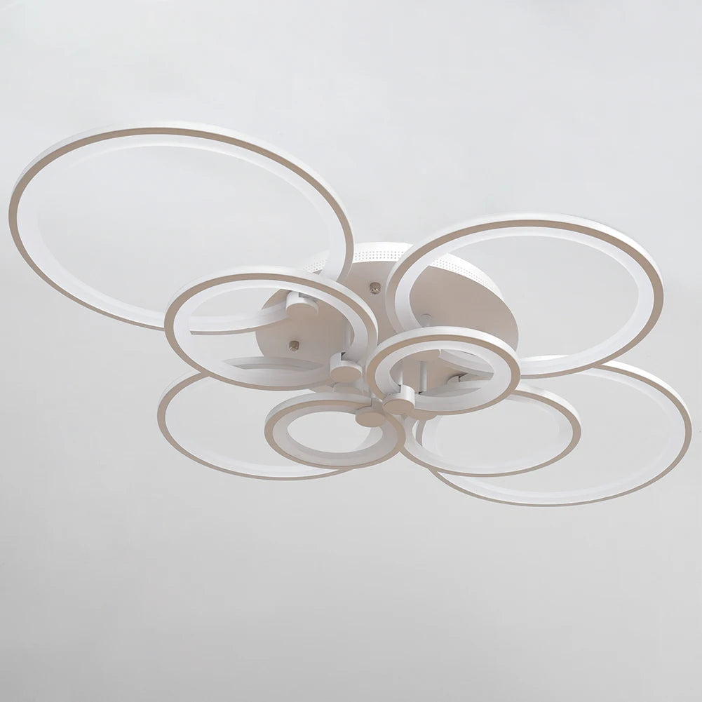 KOMORE Modern Circular LED Semi Flush Ceiling Light, 54 W/94W/142W Cool White for Nordic Decor for Office, Living Room, Bedroom