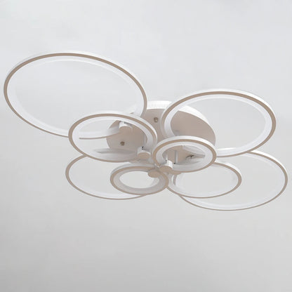 KOMORE Modern Circular LED Semi Flush Ceiling Light, 54 W/94W/142W Cool White for Nordic Decor for Office, Living Room, Bedroom