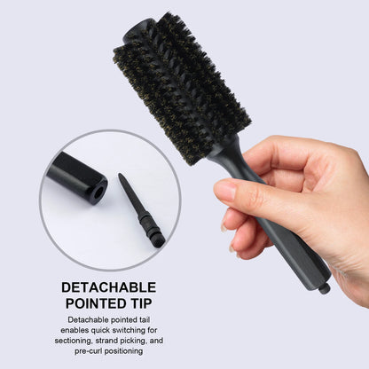 6 Sizes Boar Bristle Round Hair Brush Curly Hair Styling Comb Professional Removable Tail Barber Hairdresser Round Rolling Comb