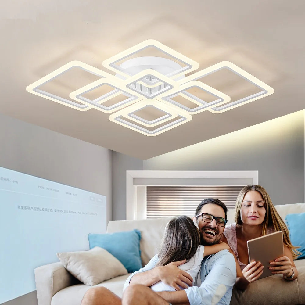 Modern LED Ceiling Light Dimmable Ceiling Lamp Fixture  Acrylic Flush Mount Ceiling Chandelier Lighting for Living Room Home