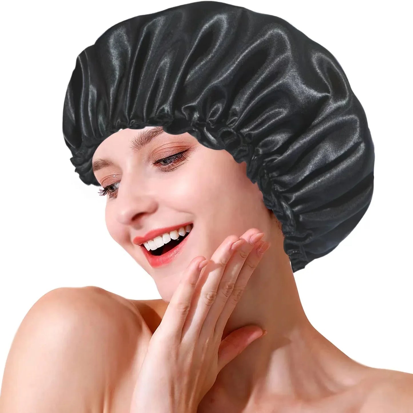 2pcs Heat Free Hair Curler Satin Silk Sleeping Cap Set Headwrap for Natural Curly Hair Long Hair Care Wave Sleeping Curling Tool