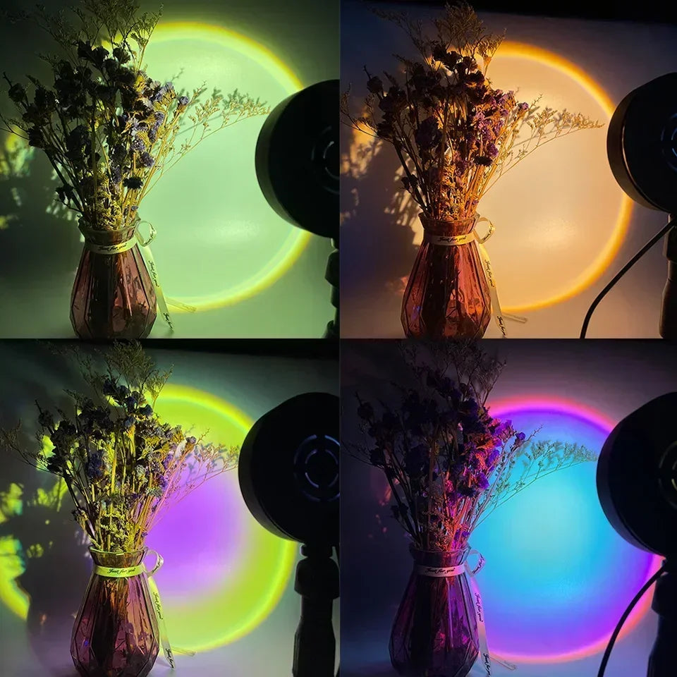 Sunset Lamp Projection Led Lights with Remote 16 Colors Night Light 360° Rotation Rainbow Lights 4 Modes Setting for Photograph