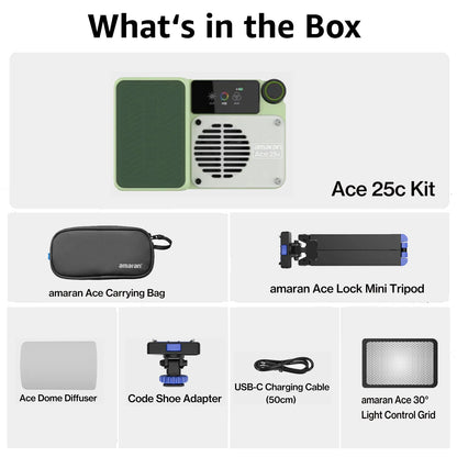 amaran Ace 25c Pocket RGBWW LED Light Full-Color Mini Video Light 2300K-10000K 4500mAh Battery with PD Fast Charging for TikTok