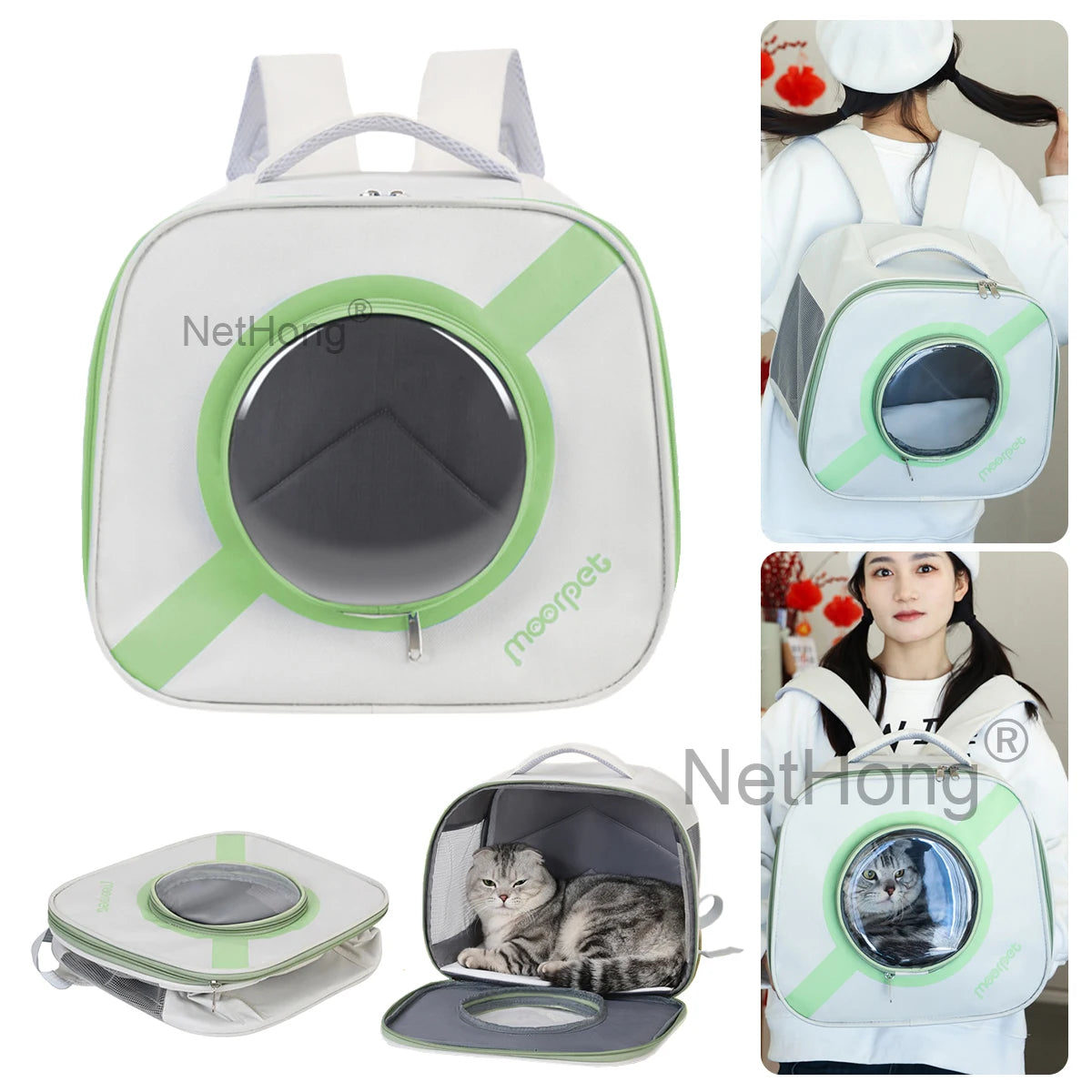 Portable Pet Carrier Backpack For Birds Rabbits & Small AnimalsDurable Nylon With Secure Zip Closure Bag Pack Harness For Pets