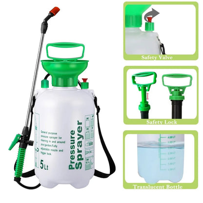 5L Garden Pressure Sprayer – Portable Hand Pump Chemical Weed Spray Bottle