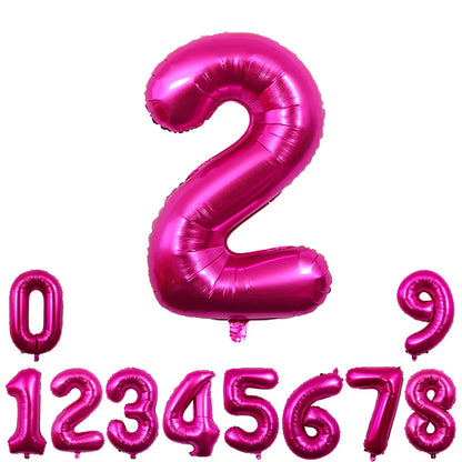 32inch Hot Pink Rose Foil Number Balloons Girls Birthday Pink Large Number Balloon Birthday Wedding Baby Shower Party Decor