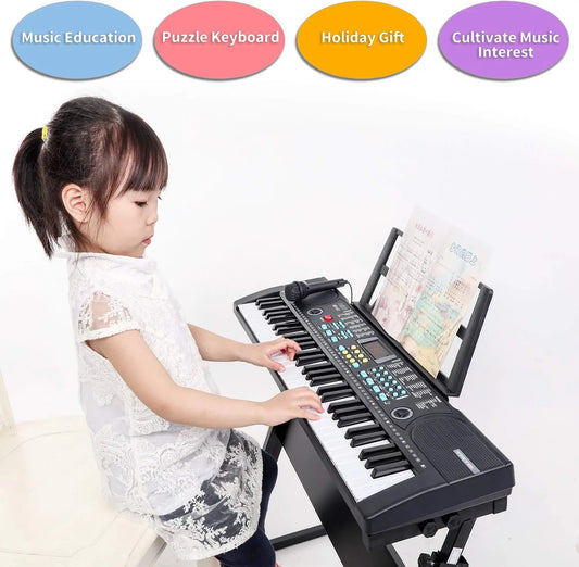 Kids Piano Keyboard, 61 Keys Beginner Electronic Keyboard Portable Digital Music Keyboard, Early Education Music Instrum