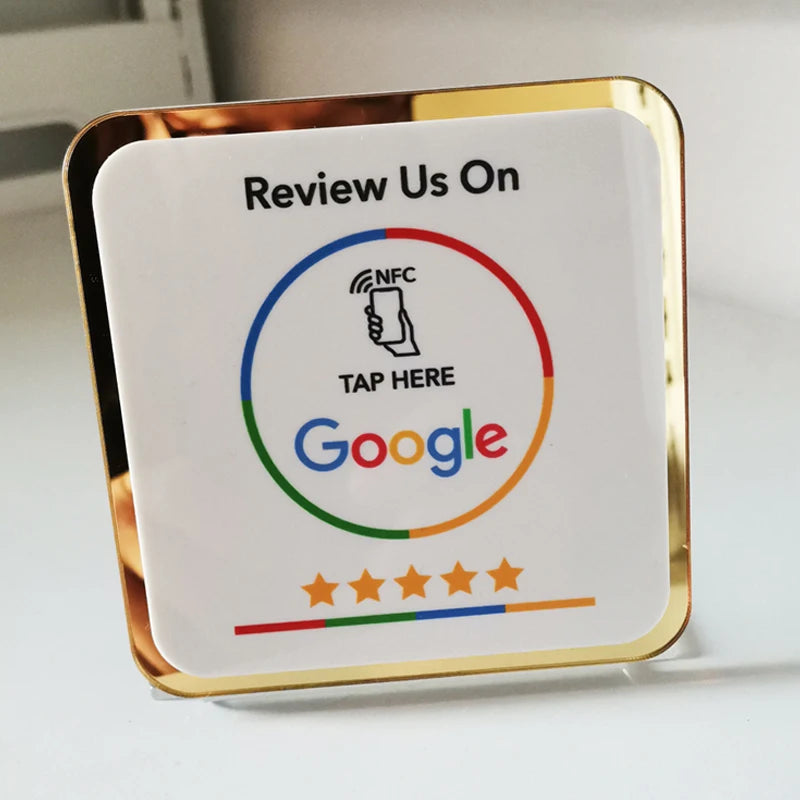 Customized Printing Google Review Sign NFC Scan code Acrylic Social Media Signs Google Review Plates with Stand