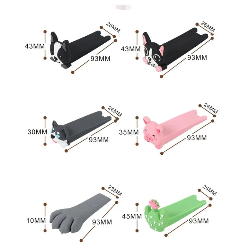 Cartoon Door Stop Silicone Reusable Shock Absorbent Block Wedge Doorstops Door Handle Stopper Home Door Anti-collision Stopper