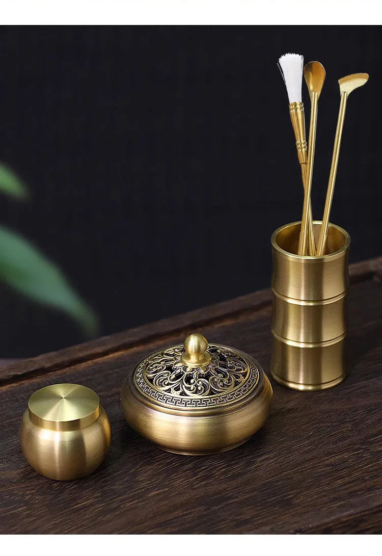 Incense Burner Set Brass Incense Fragrance Making Kit Incense Sealing Mold Incense Holder for Yoga Meditation Home Fragrance