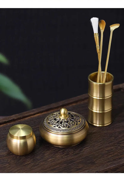 Incense Burner Set Brass Incense Fragrance Making Kit Incense Sealing Mold Incense Holder for Yoga Meditation Home Fragrance