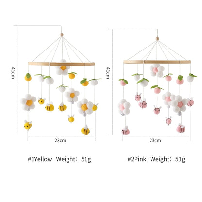 Baby Crib Bed Bell Rattle Toy 0-12 Months Wooden Mobile Cartoon Bee Bed Bell Hanging Toy Holder Bracket Infant Crib Bracket Gift