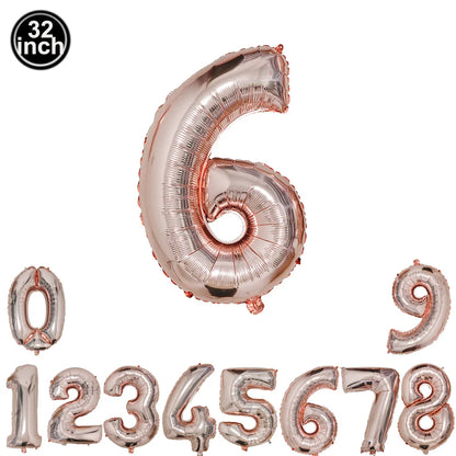 32inch Hot Pink Rose Foil Number Balloons Girls Birthday Pink Large Number Balloon Birthday Wedding Baby Shower Party Decor