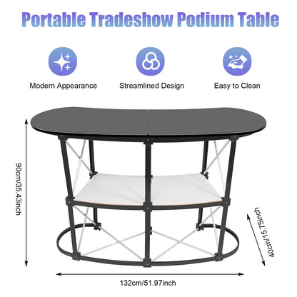 Foldable Tradeshow Table Exhibition Countertop Podium Promotion Table Office Reception Desk School Lecture Table