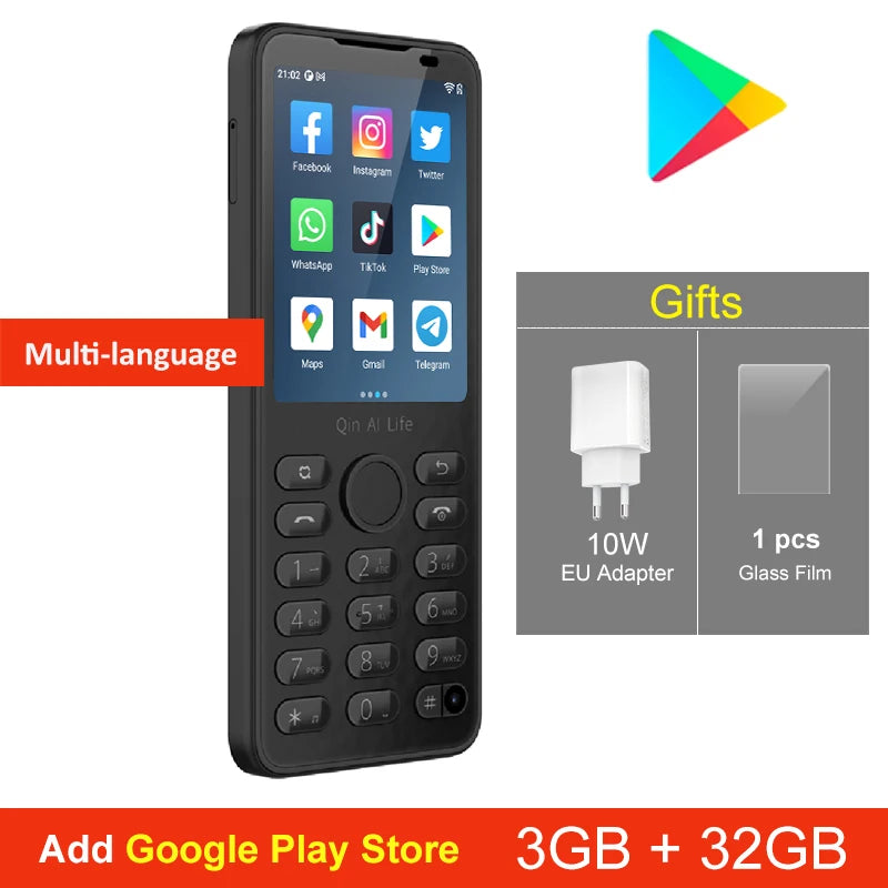Qin F21 Pro Smart Touch Screen Phone Wifi 2.8 Inch 3GB 32GB Bluetooth 5.0 Duoqin Global Version 2120mAh Android Play Store Phone