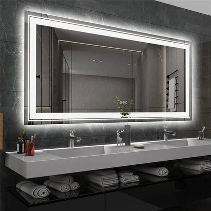 LUVODI Large Illuminate Full Length Dressing Mirror Bathroom Double Sink Mirror Salon Mirror with 3 Color Lights