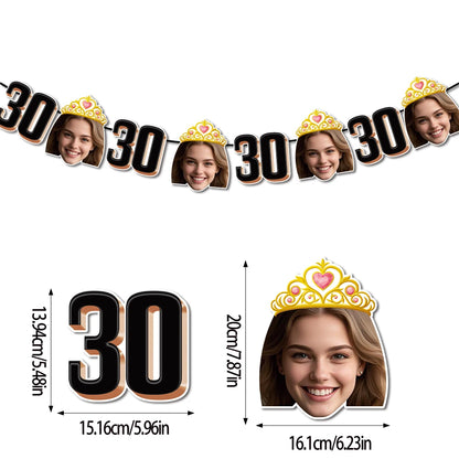 1set 8pcs Custom Birthday Photo Banner Personalized Face Photo Bunting Banner for Adult Birthday Party Favors Birthday Banner