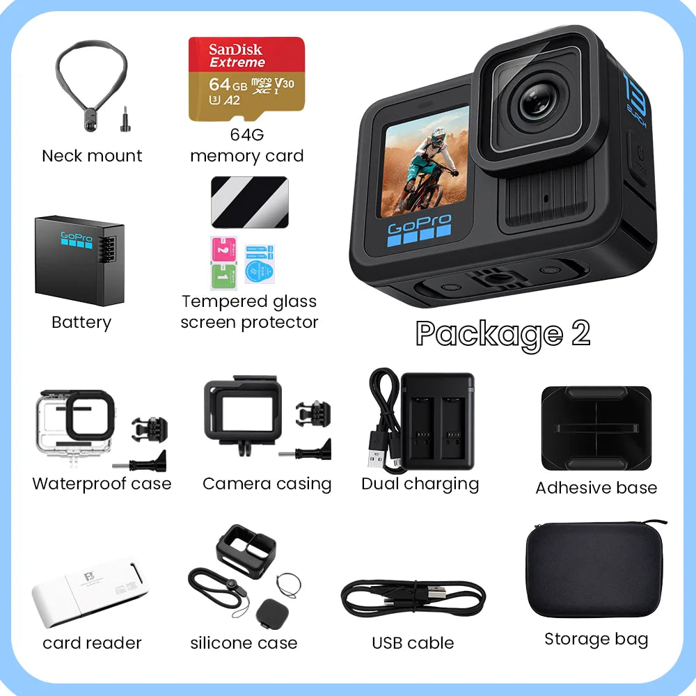 GoPro HERO 13 Black Action Camera HyperSmooth6.0 5.3K 60fps Video 27MP Go Pro13 helmet Vlog Sport Camera