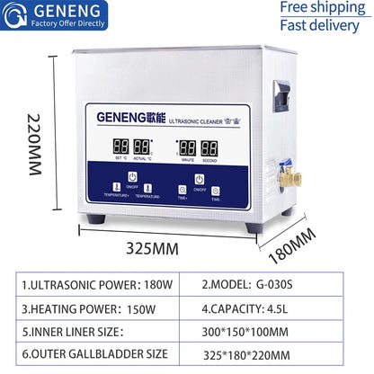 GENENG Ultrasonic Cleaner Ultrasound  Bath Dental Ultra Sonic Cleaning Machine 1.3L/2L/3.2L/6.5L/10L/15L/22L/30L