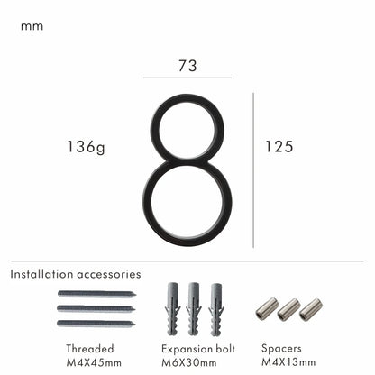 Nurlin 5 inchs 125mm Luxury Address Big House Numbers Modern Gold Black Silver Floating Signage Outdoor Digits Mailbox Sign