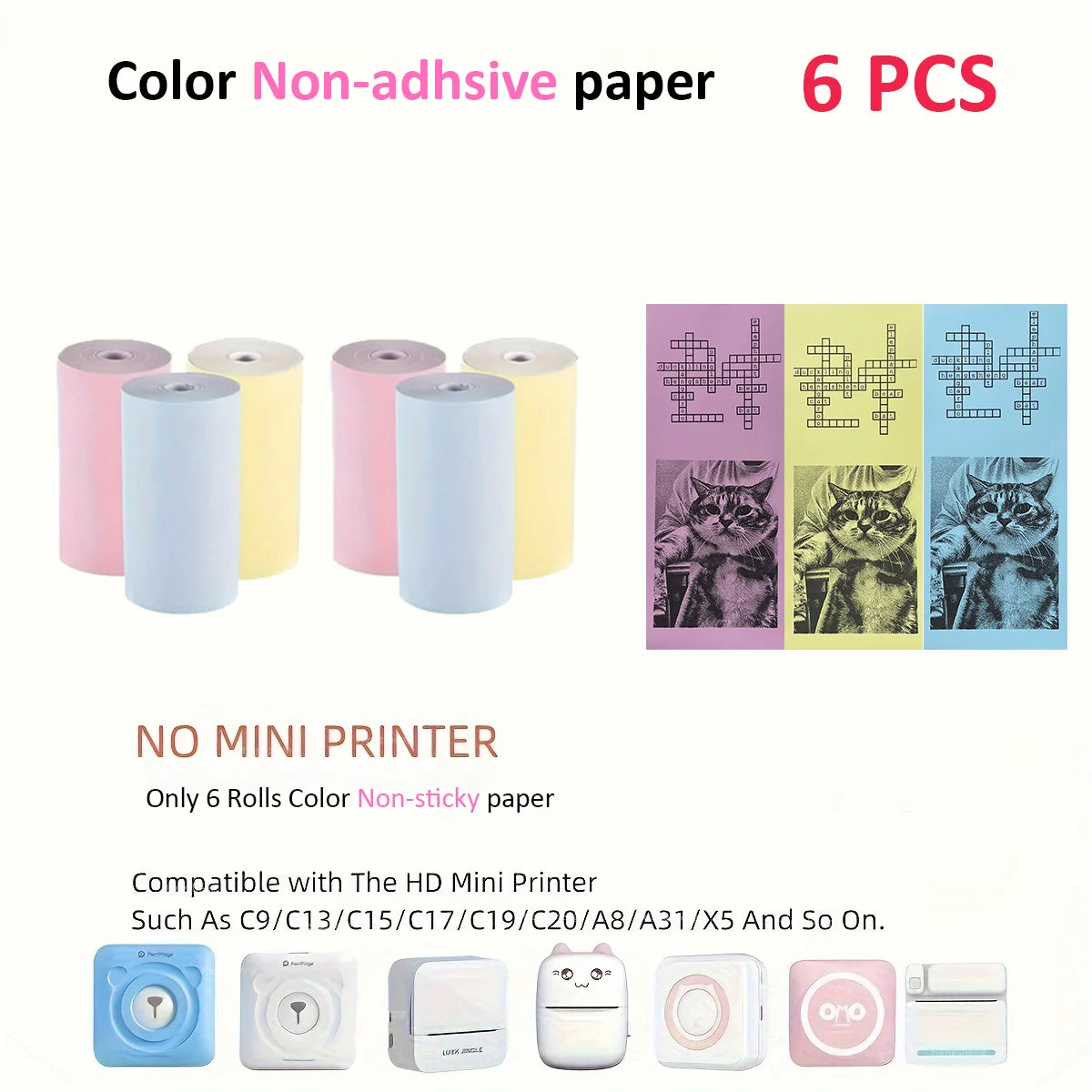 Mini Printer Color Sticker Thermal Paper Label Paper Sticker Photo Papers For PeriPage PAPERANG Poooli 57mm width Photo Printer