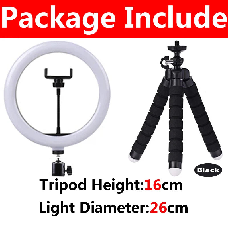 12 inch LED Ring light Photography Lighting Phone Ringlight With Tripod Stand USB Round Fill Lamp for Youtube TikTok Video Live