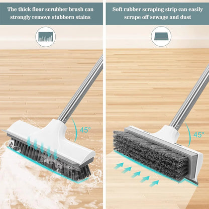 Long Handle Scrub Brush 2 In 1 Floor Scrubber And Squeegee For Cleaning
