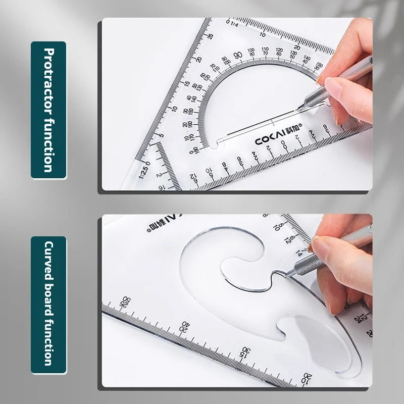 Multifunctional Triangular Ruler 18/22/27/32/37/42CM Hand-drawn Triangle Board Protractor Woodworking Interior Drawing Design