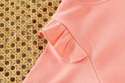 Spring Girl Children Heart Print T shirt Princess Baby Solid Ribbed Bottoming Shirt Kid Casual Cotton Tees Clothes