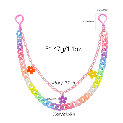 Doulbe Layered Pink Color Strawberry Resin Chain Keychains Women Girls Hip Hop Waist Chain Pants Trousers Chain Bohemian Jewelry